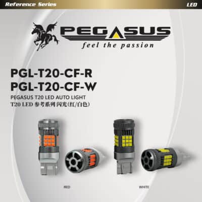 Pegasus Reference Series T20 Strobe LED Bulbs (Red, White, Orange)